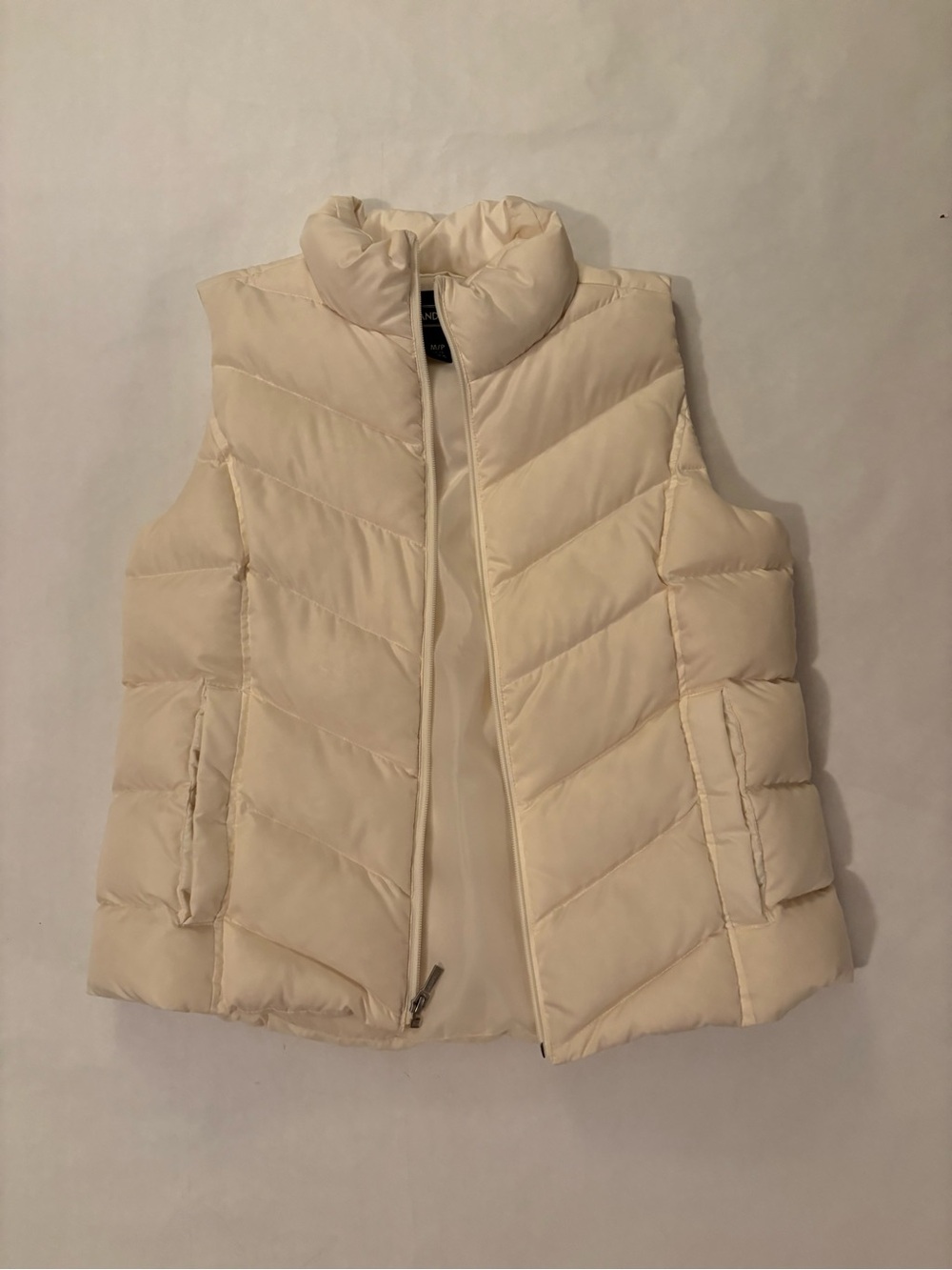 Lands' End Women's Cream Quilted Puffer Vest